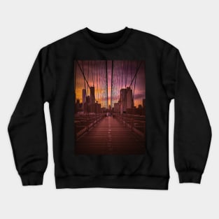 Brooklyn Bridge Sunset Manhattan New York City Crewneck Sweatshirt